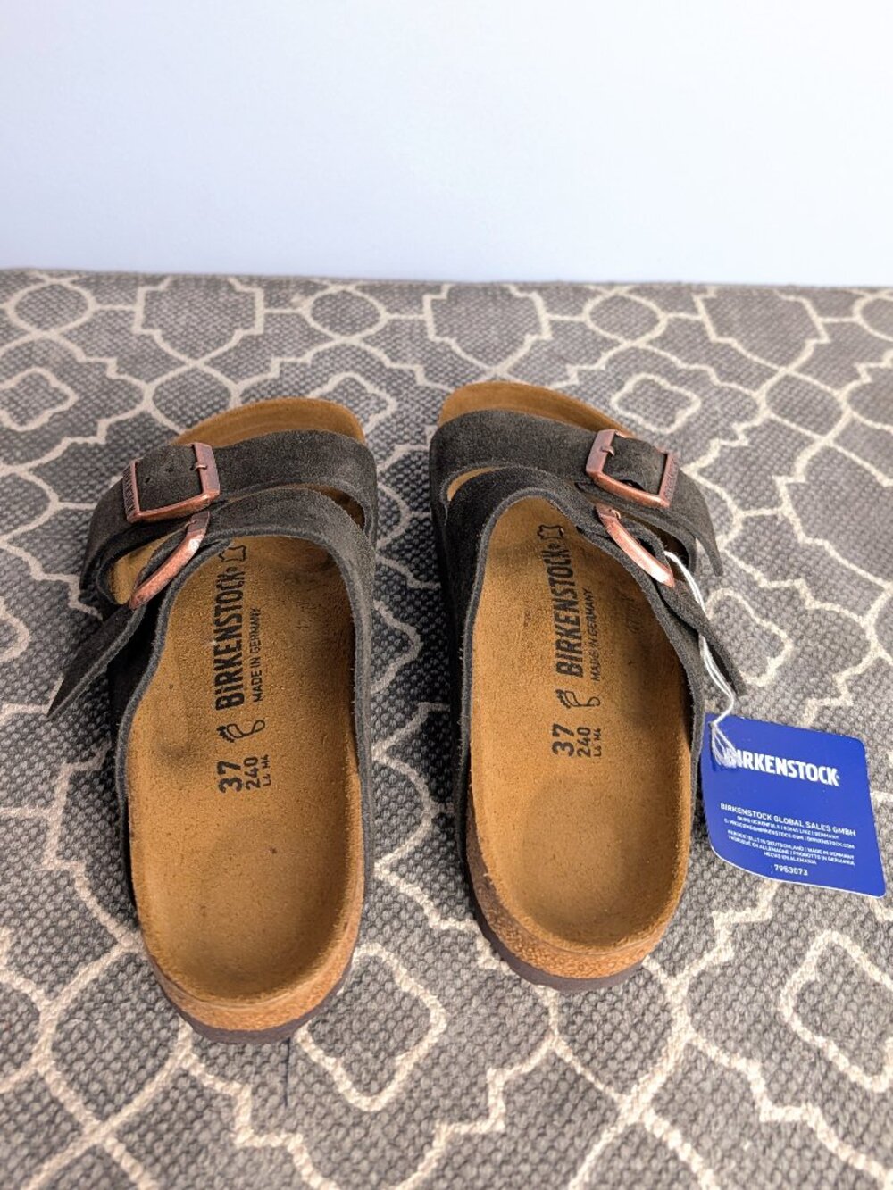 *BIRKENSTOCK Arizona Mocha Suede Sandals Sz 37W - Picture 3 of 5